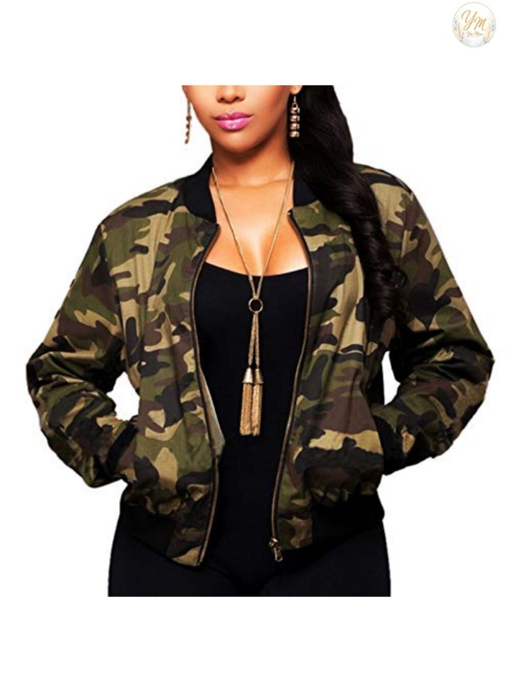 Camouflage Zip Up Casual Jacket Long Sleeve Lightweight Military Coat